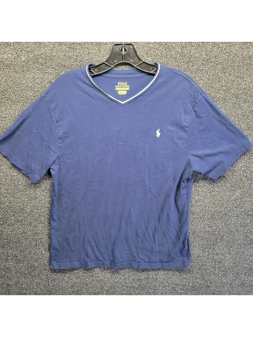 Polo Ralph Lauren Boy's XL T-Shirt V Neck White Pony Navy Blue